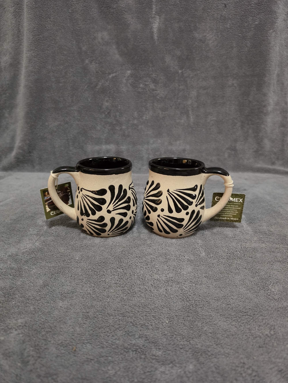 Handcrafted Black & Cream Ceramex Mugs – Set of 2